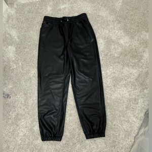 Express Black Faux Leather Joggers